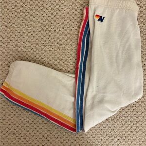 Aviator Nation Cream 5 Stripe Sweatpants